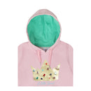 Pink Crown Hoodie With Contrasting Inner Lining And Front Pockets