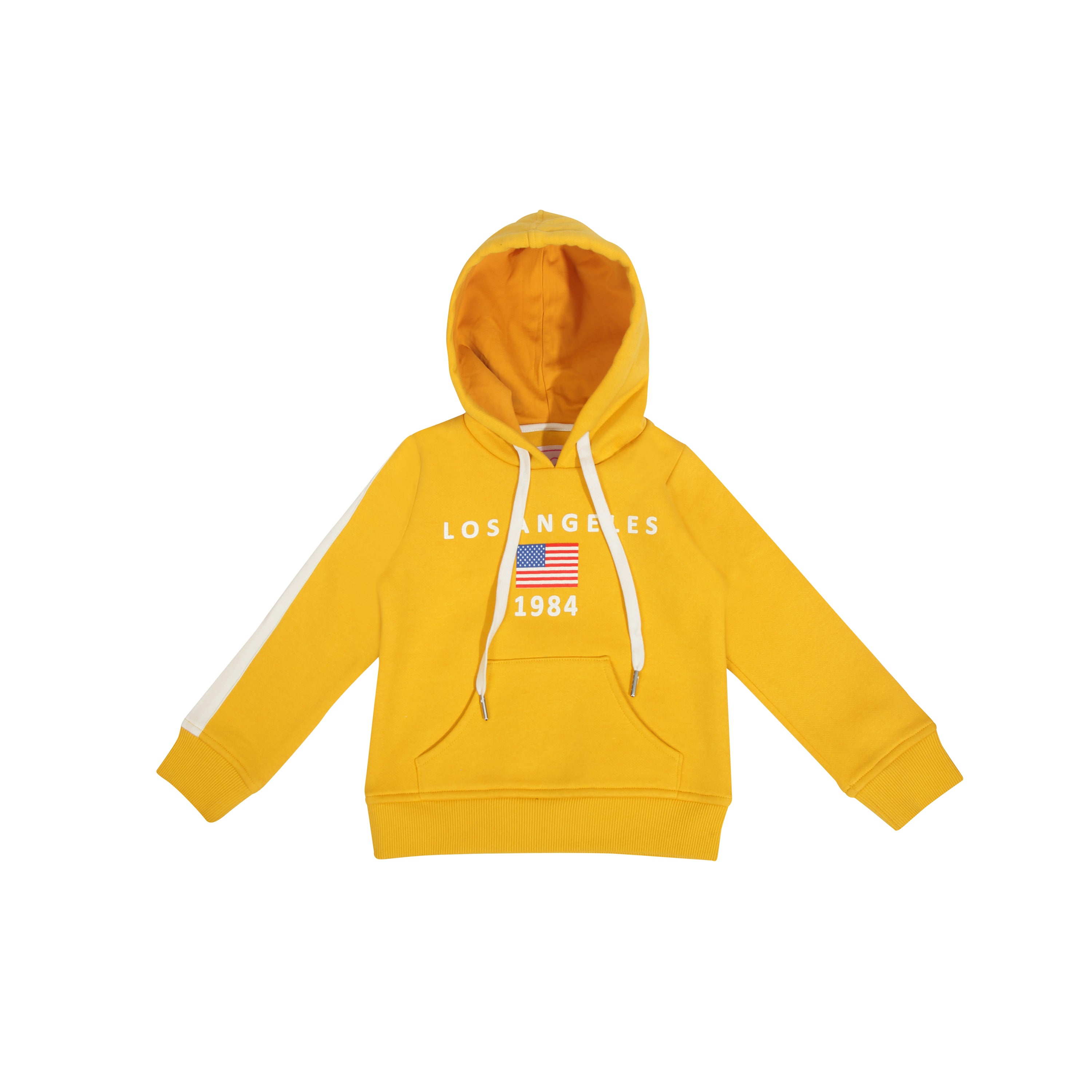 Los Angeles Hoodie With Front Pocket In Mustard