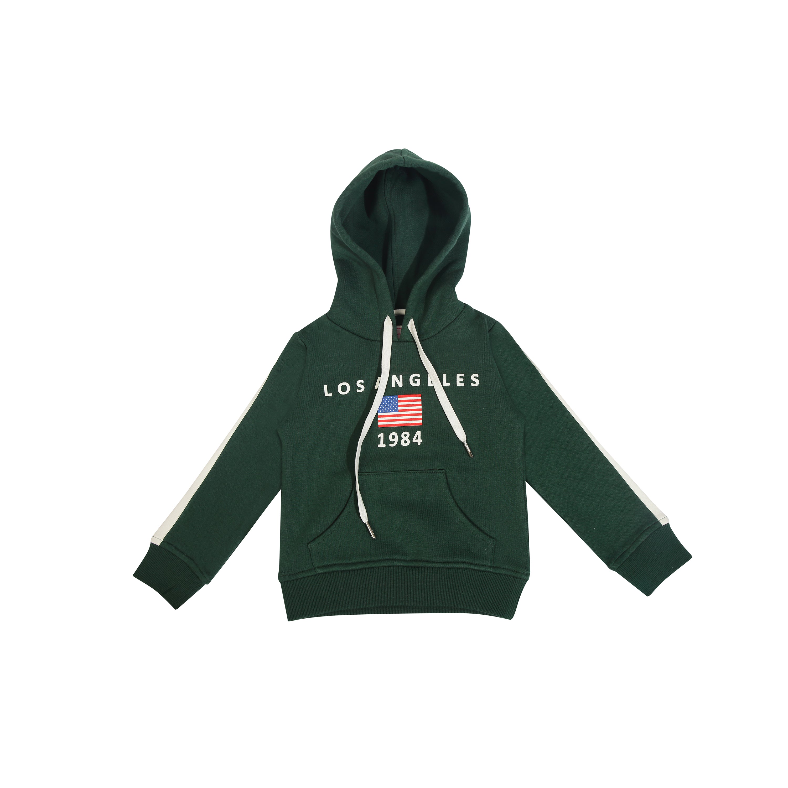 Los Angeles Hoodie With Front Pocket In Olive Green