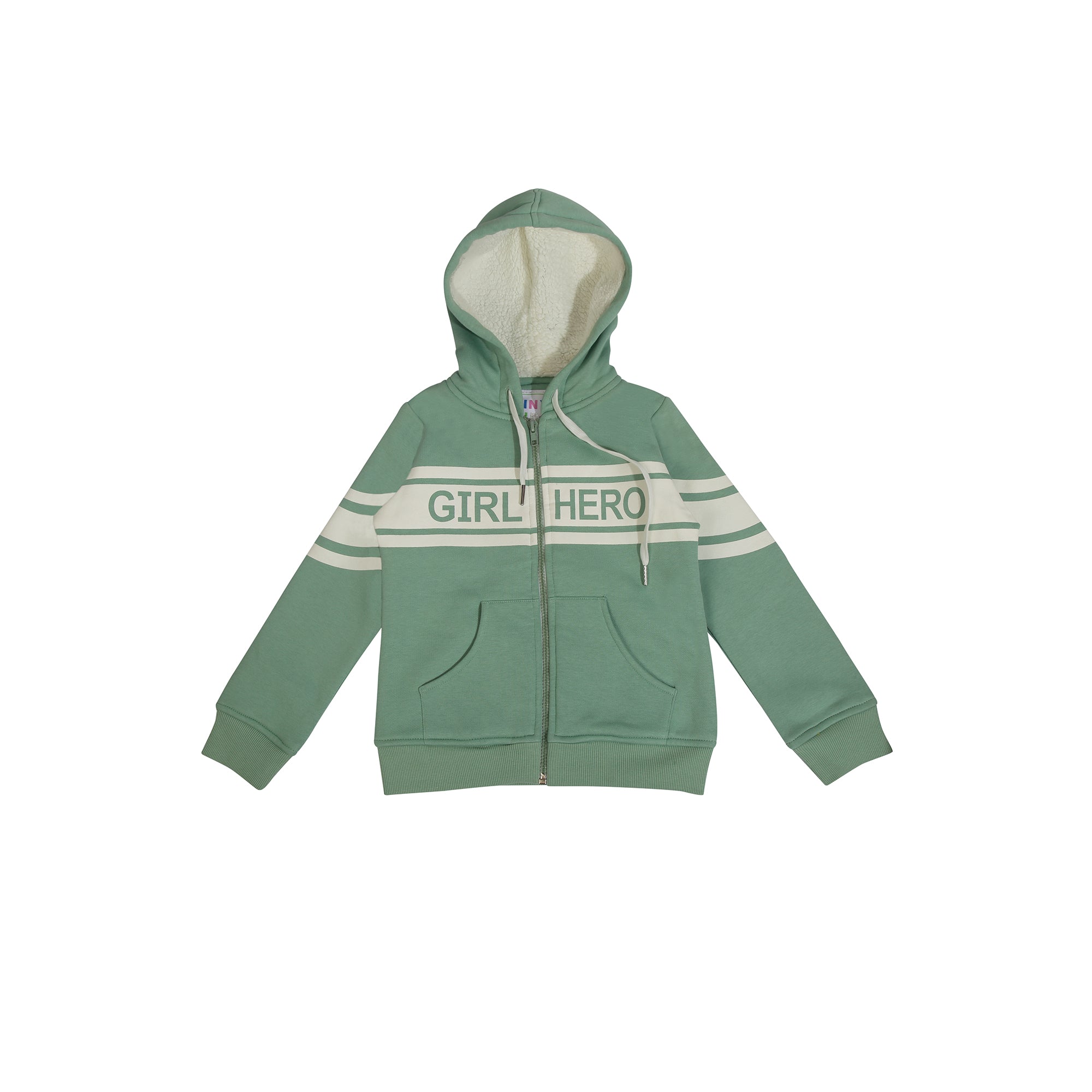 Girl Hero Zipper Hoodie In Pista Green