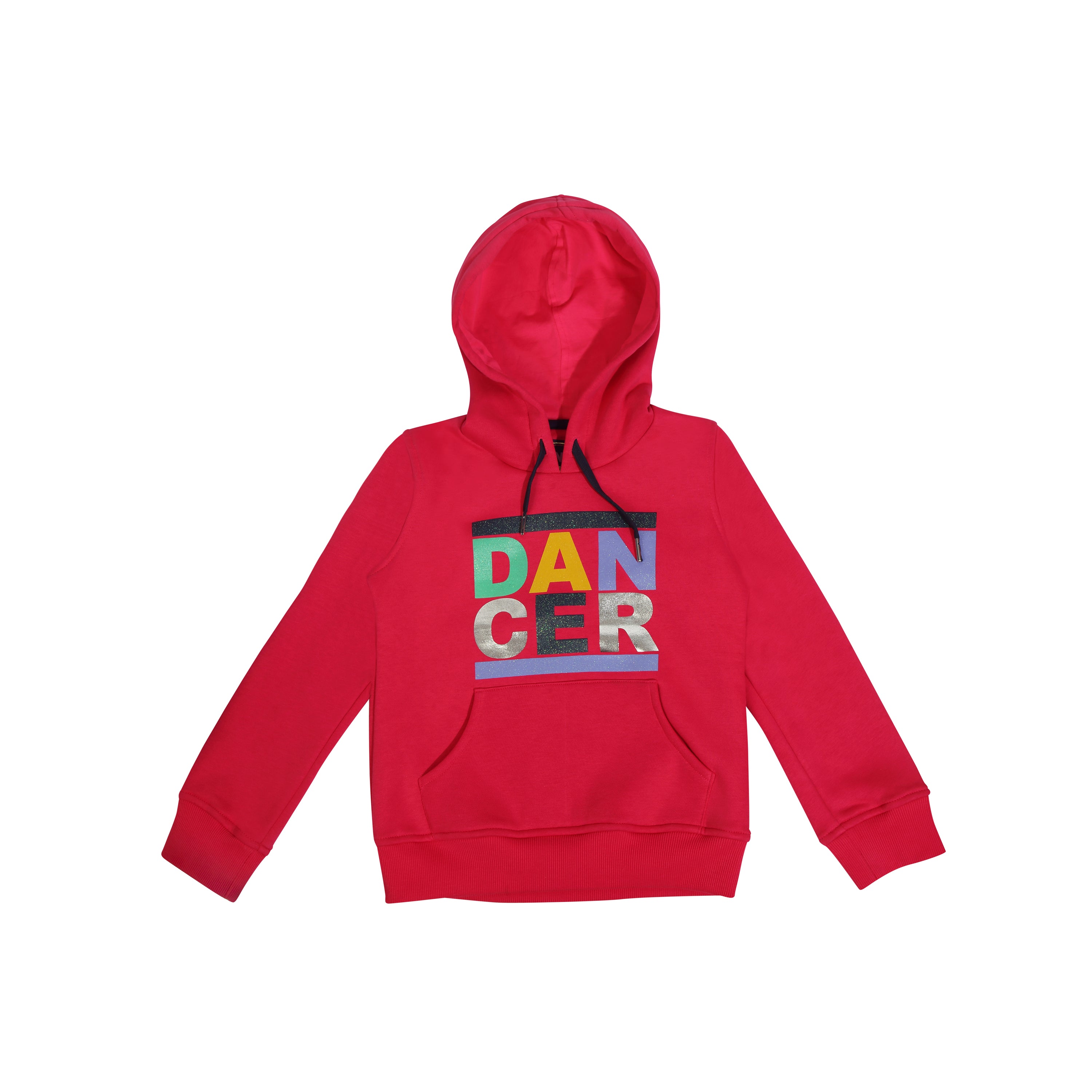 Dancer Hoodie With Contracting Drawstring And Front Pockets In Rani