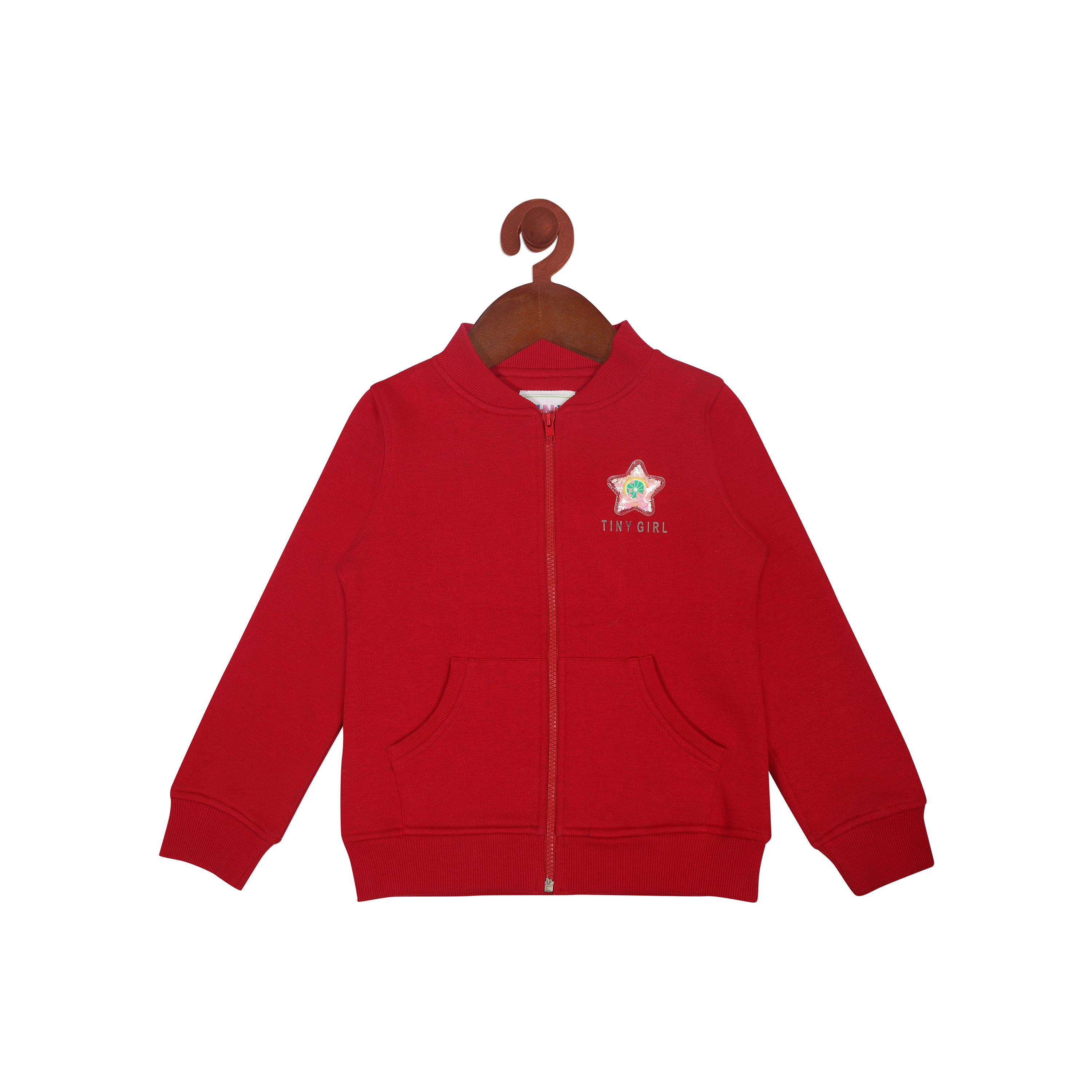 Tiny Girl Basic Zipper Sweatshirt With Front Pockets In Red