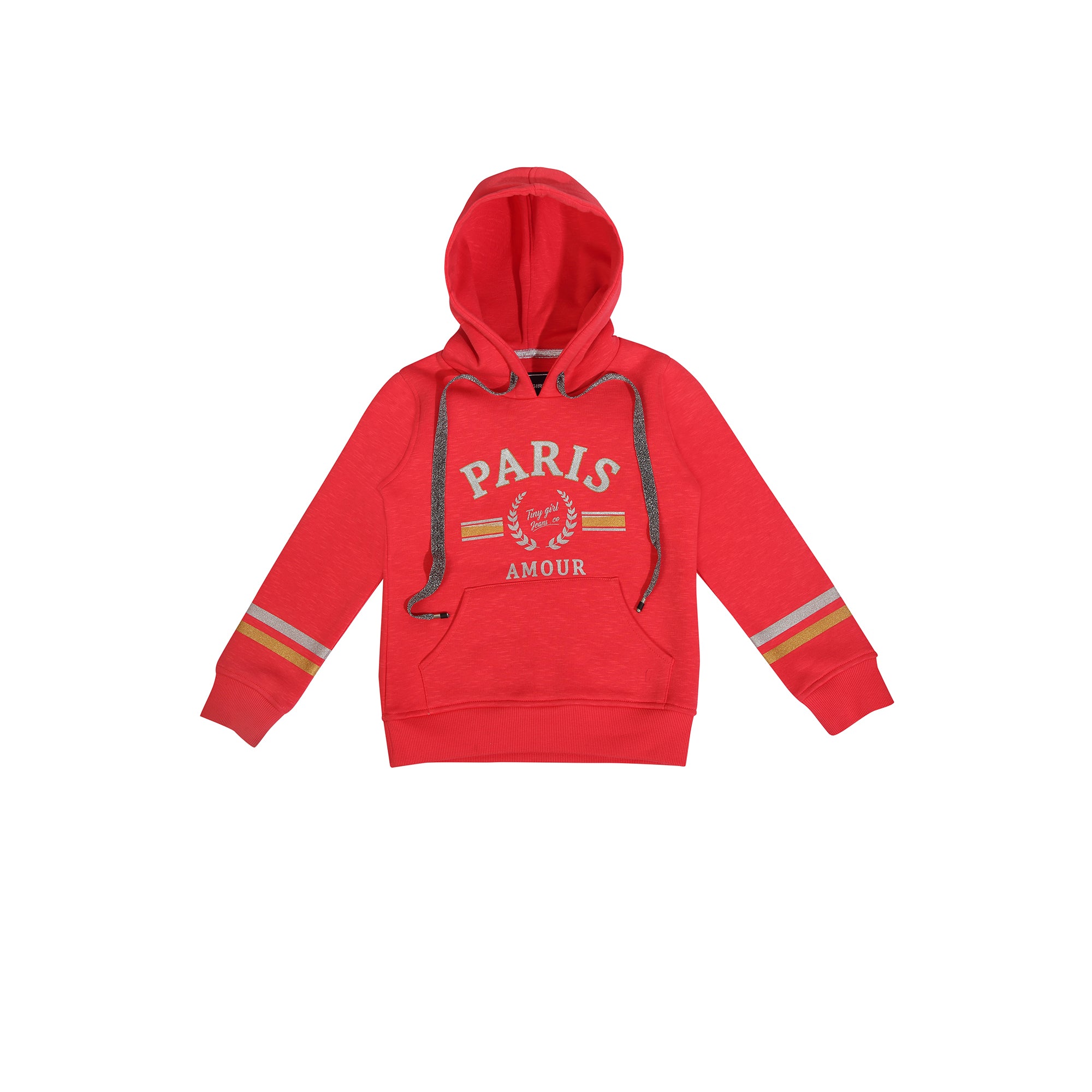 Paris Hoodie In Tomato Red With Front Pockets