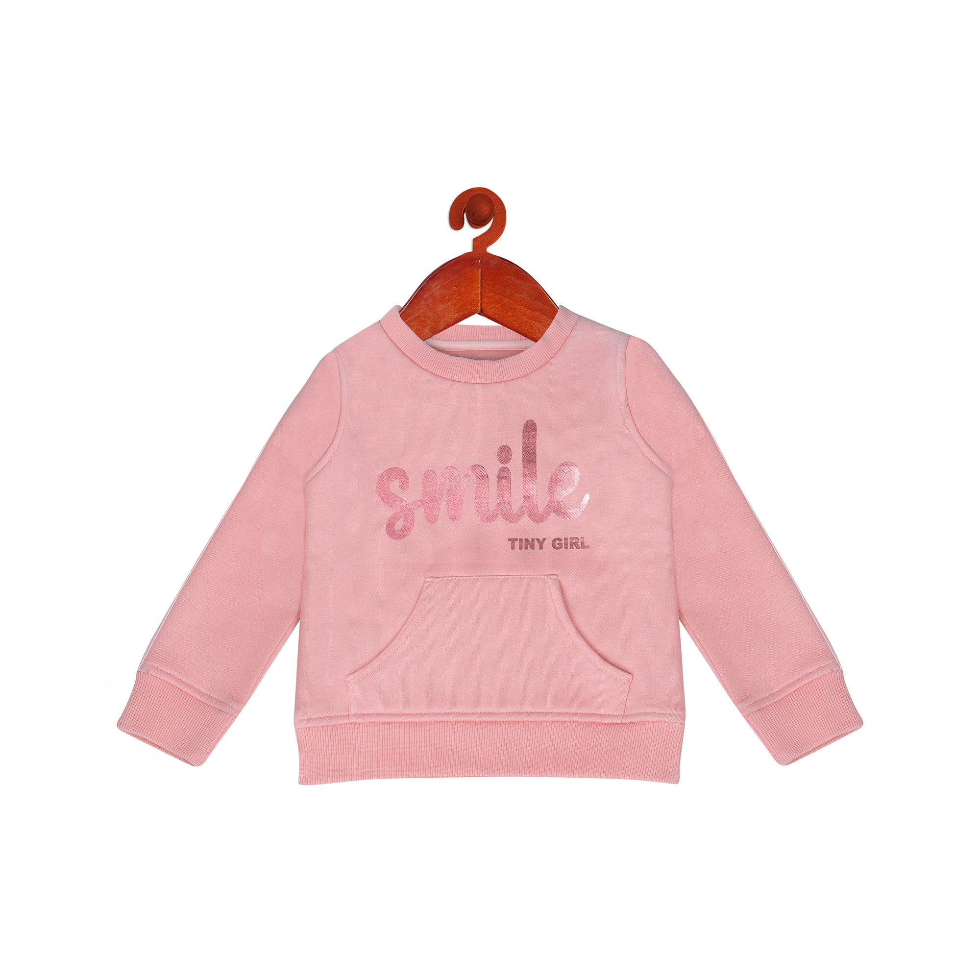 Smile Classic Sweatshirt With Front Pockets In Pink