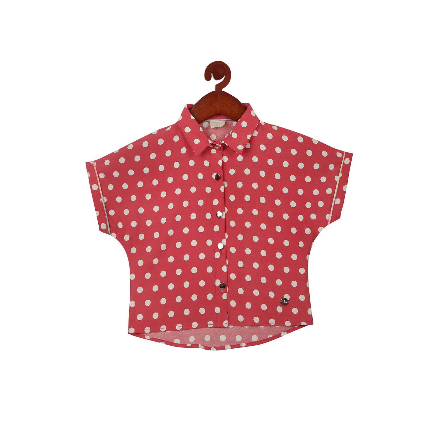 Polka Dot Cap Sleeve Shirt In Onion Pink