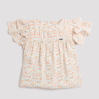 Tiny Girl Ditsy  Floral Print Top  - Orange