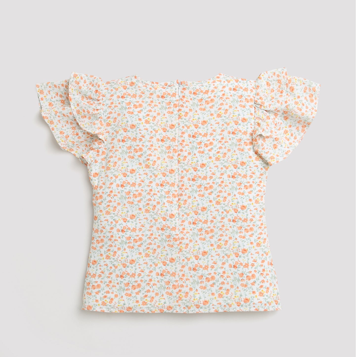 Tiny Girl Ditsy  Floral Print Top  - Orange