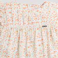 Tiny Girl Ditsy  Floral Print Top  - Orange