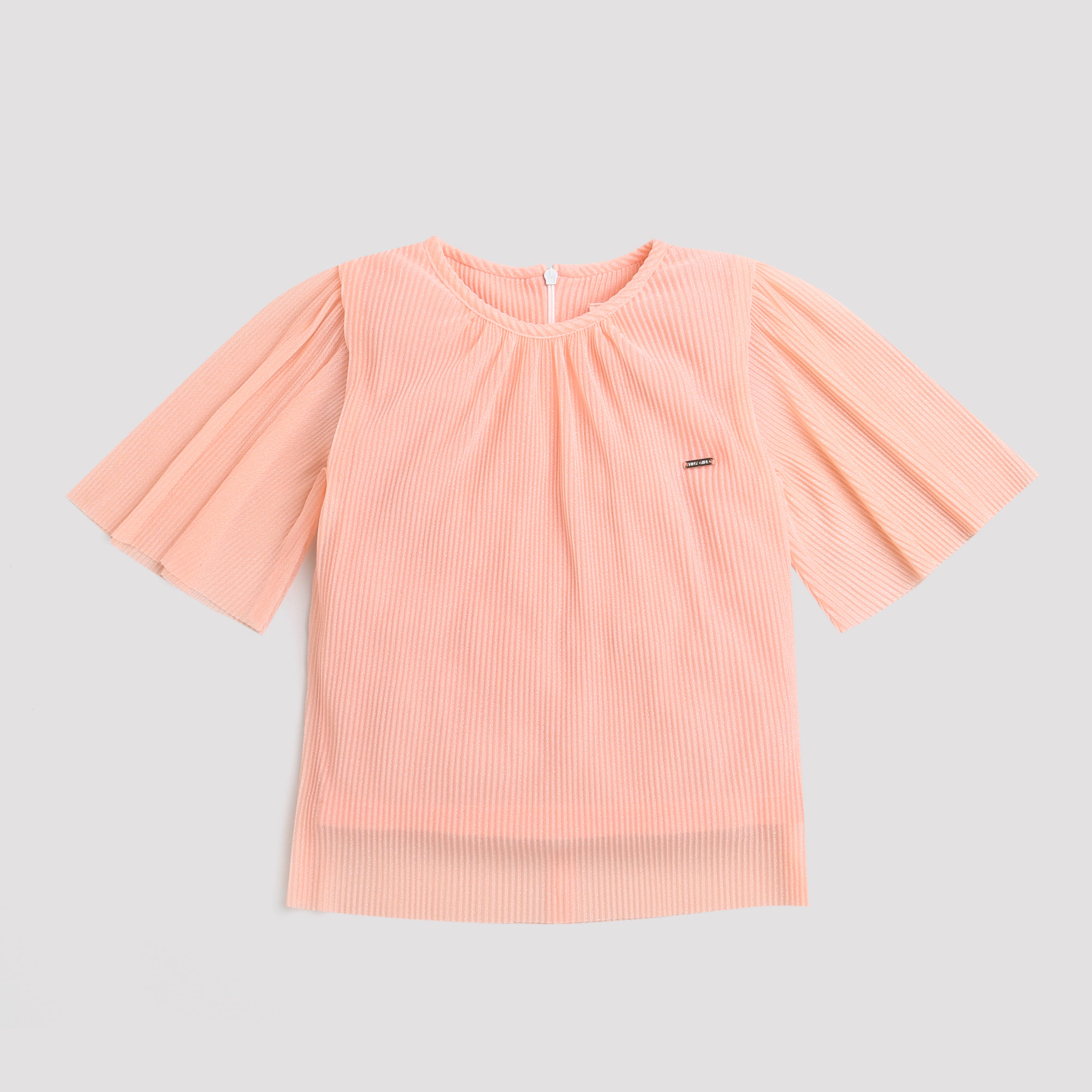 Tiny Girl  Chiffon Pleated With Sparkle Top  - Peach