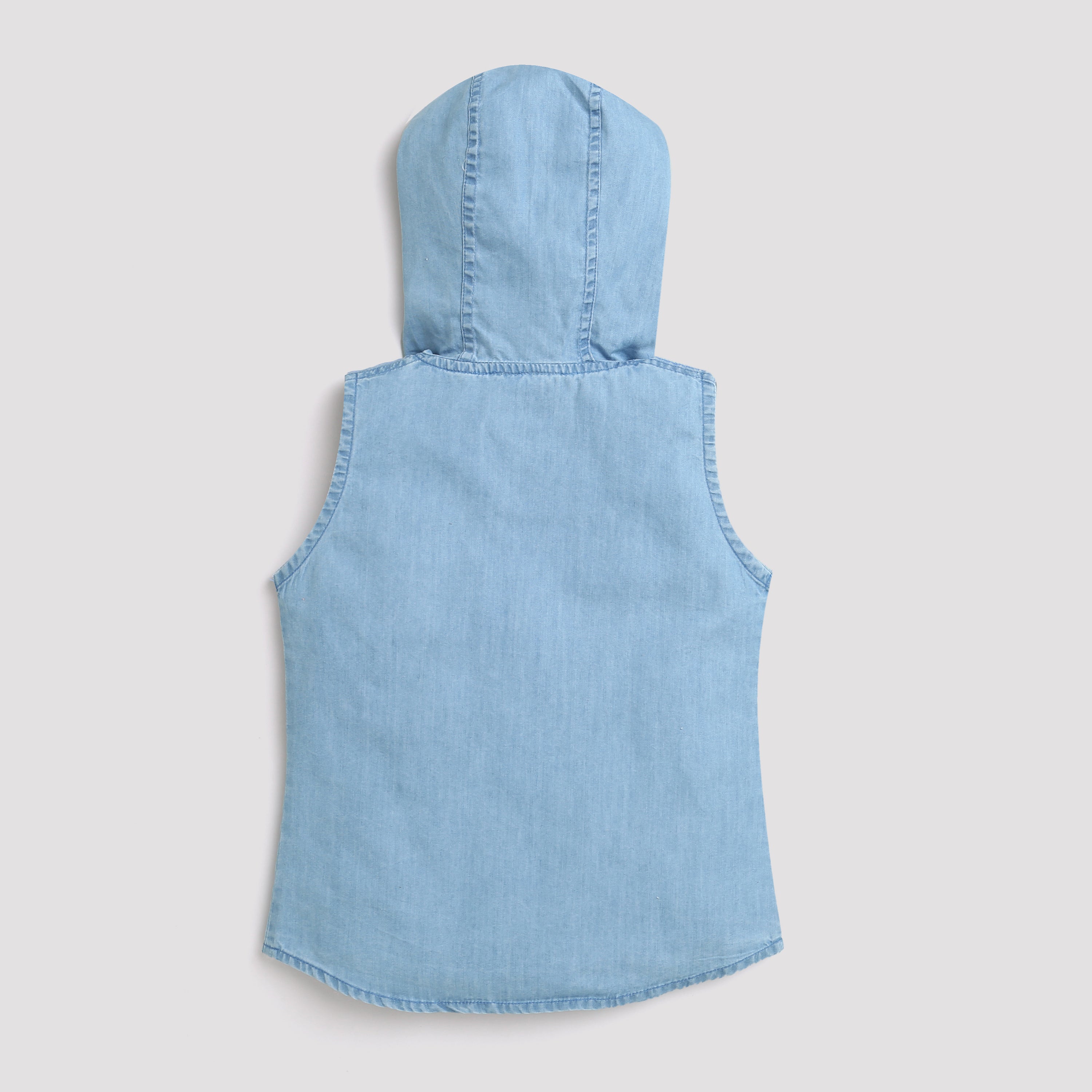 Tiny Girl Denim Hooded Sleeveless Top - Blue