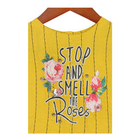 Stop And Smell The Roses Wrinkled Top In Mustard