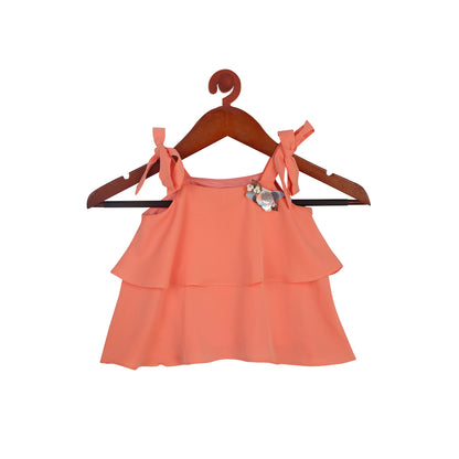 Bow Strap Ruffle Top
