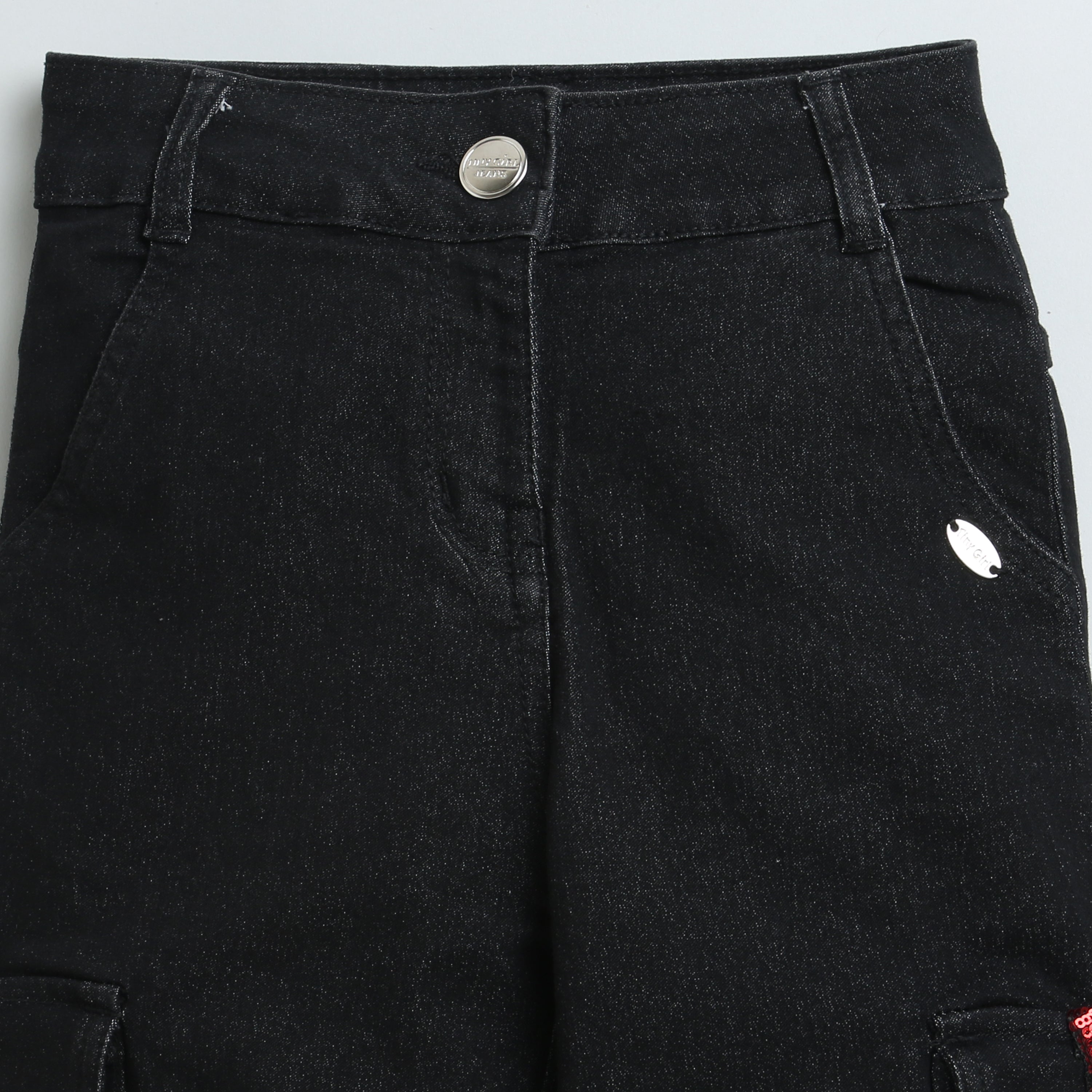 Wide Legged Black Mid Raise Carge Pants